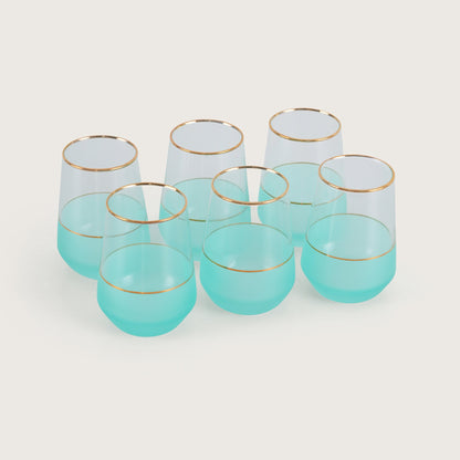 Turquoise Tumbler with Gold Trim