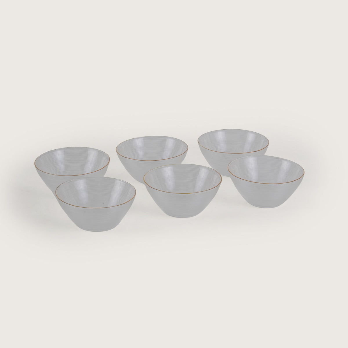 Polished Glass Serving Bowl + 6 Dal Bowls Set