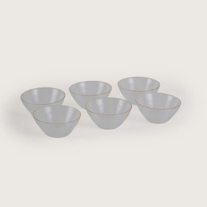 Polished Glass Serving Bowl + 6 Dal Bowls Set