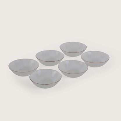Scalloped Glass Serving Bowl + 6 Dal Bowls Set