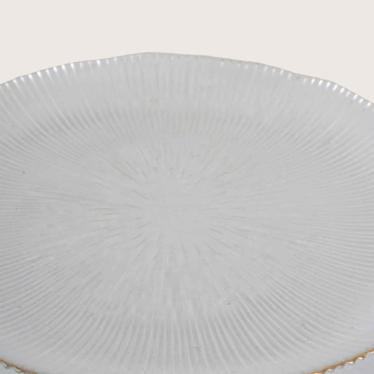 Scalloped Glass Platter + 6 Quarter Plates Set