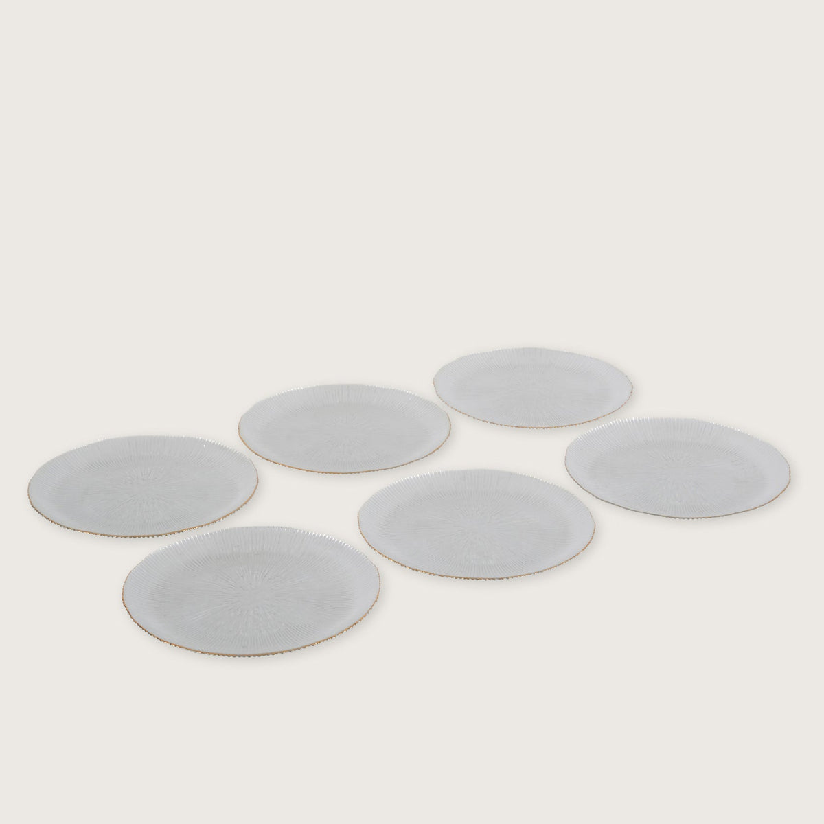 Scalloped Glass Platter + 6 Quarter Plates Set