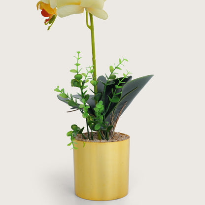 Artificial Yellow Plant with Golden Pot - Yellow
