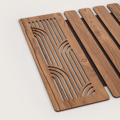 Wave-Accent Slatted Table Runner 14X72 Inches