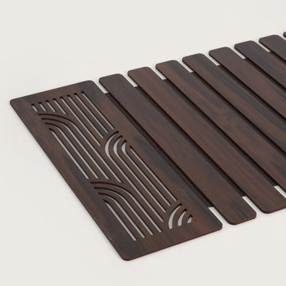 Wave-Accent Slatted Table Runner 14X72 Inches
