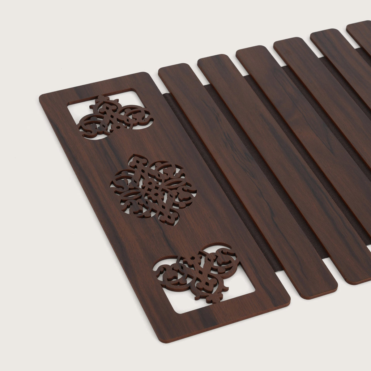 Slat Table Runner with Laser-Cut Medallions 14*36 Inches