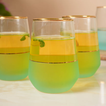 Turquoise Tumbler with Gold Trim
