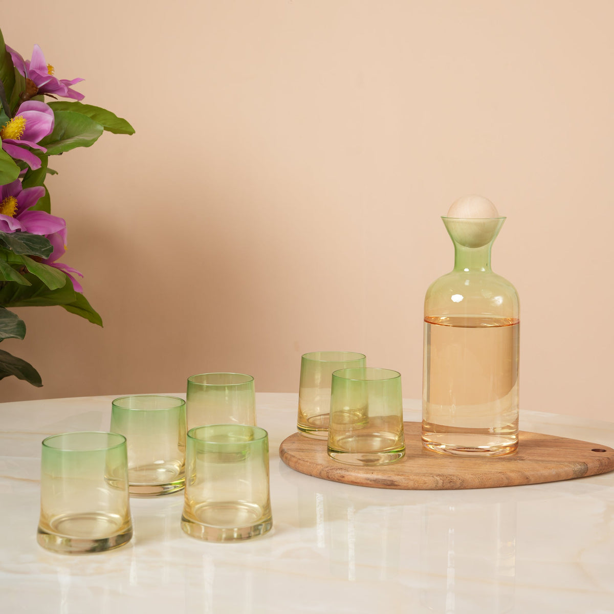Glass Decanter Set with Tumblers & Lid