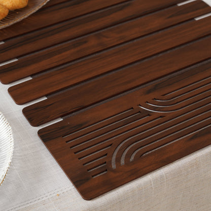 Wave-Accent Slatted Table Runner 14X72 Inches