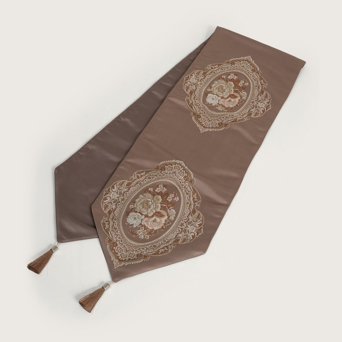 Victorian Table Runner with Tasseled Ends In 4 Shades