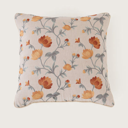 Embroidered Floral Vine Cushion Cover