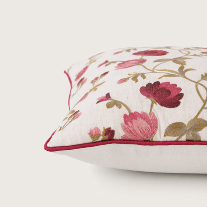 Embroidered Floral Vine Cushion Cover
