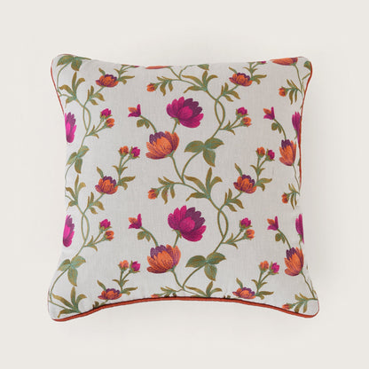Embroidered Floral Vine Cushion Cover