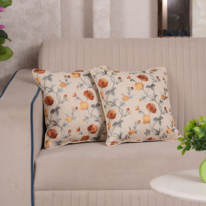 Embroidered Floral Vine Cushion Cover