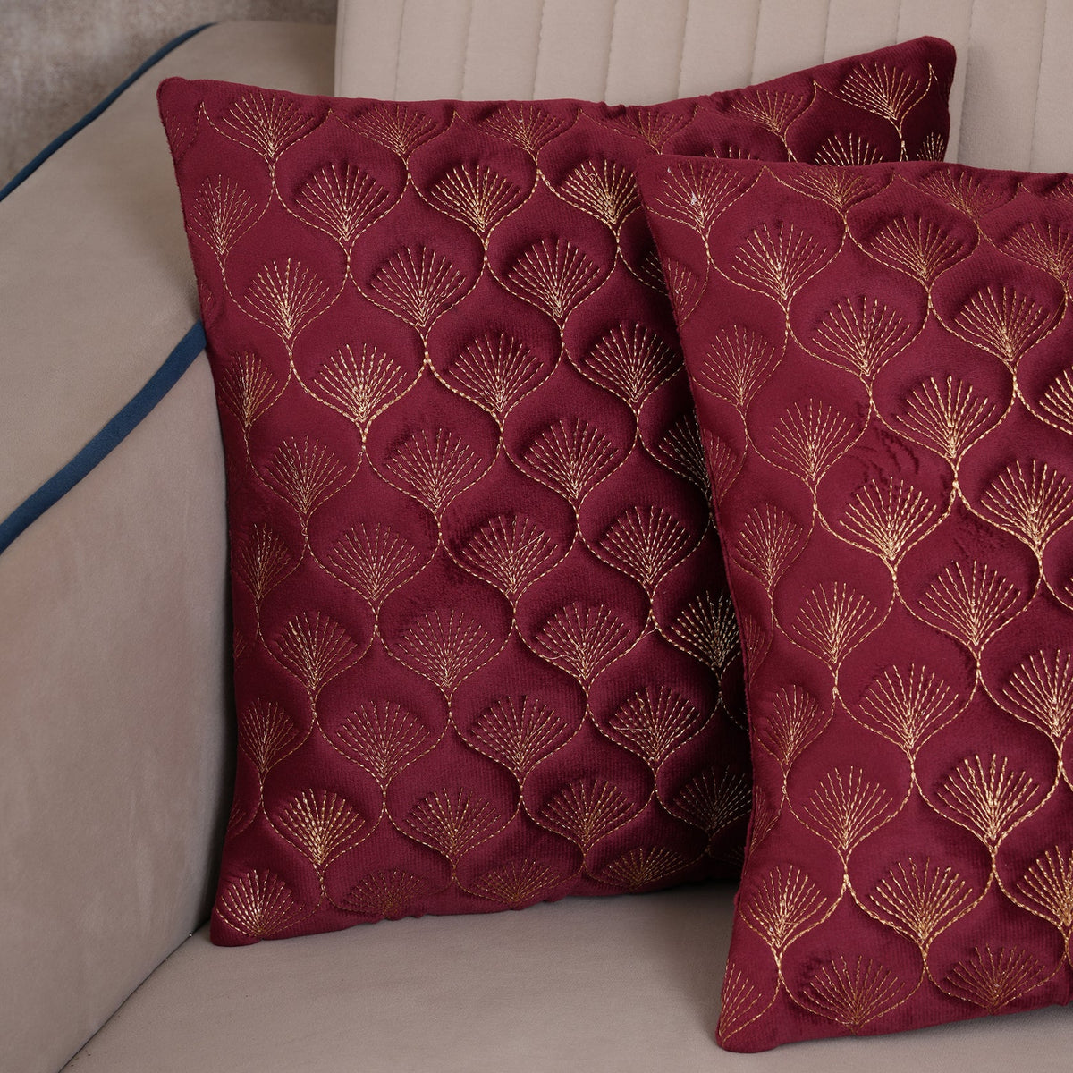Luxury Quilted Scalloped  Cushion Cover- Set of 2