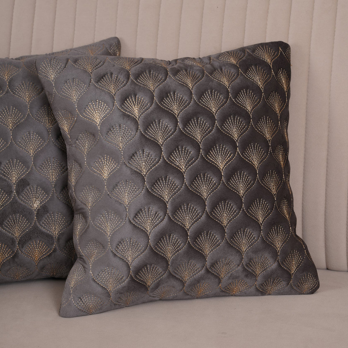 Luxury Quilted Scalloped  Cushion Cover- Set of 2