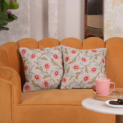 Embroidered Floral Cushion Cover - Single Unit