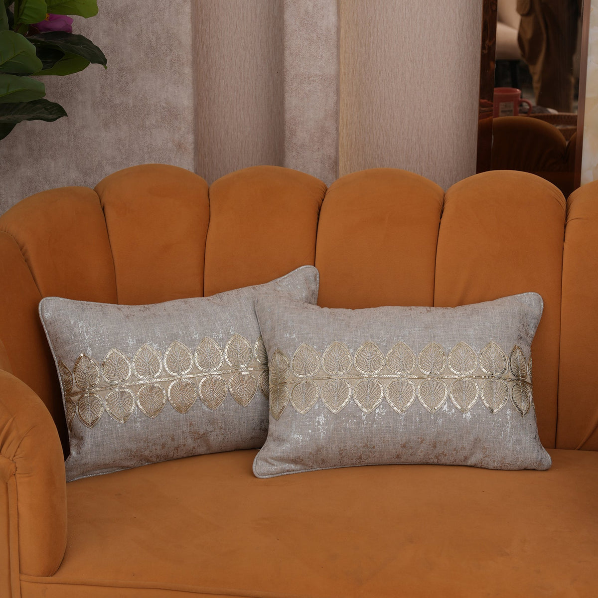 The Gilded Leaf Cushion Cover - Set of 2