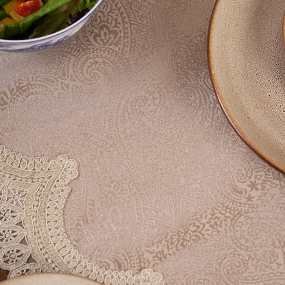 Jacquard Table Runner with Ornate Lace Trim