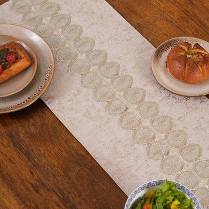 Embroidered Leaf-Vine Table Runner