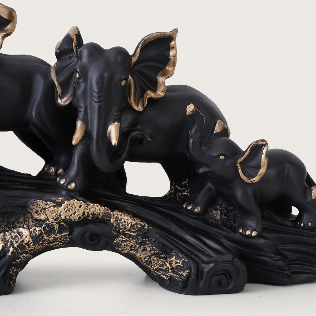 Heritage Trunk-Up Elephant Trio Sculpture