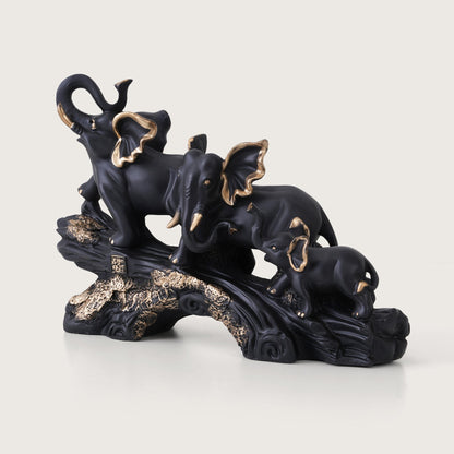 Heritage Trunk-Up Elephant Trio Sculpture