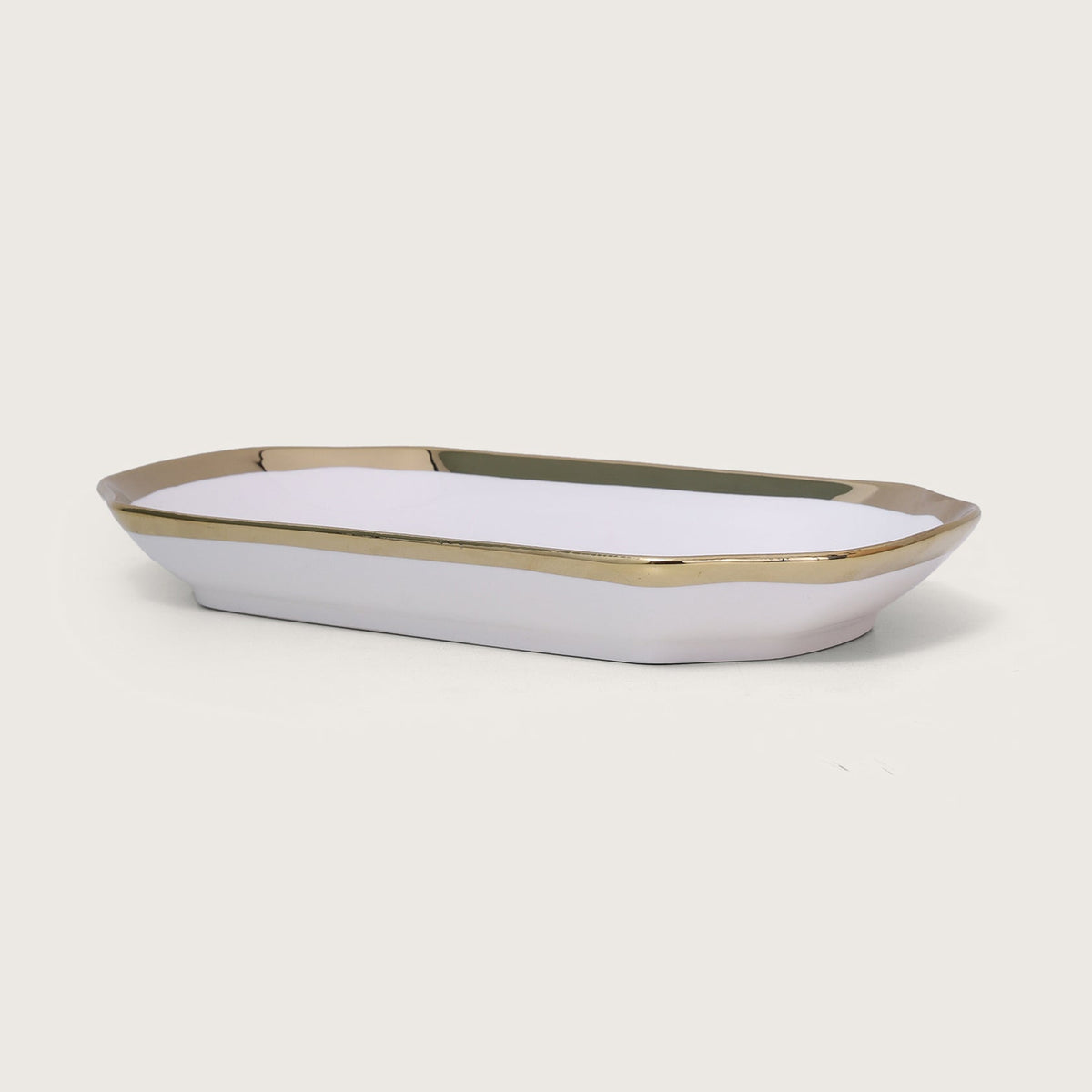 White Platter with Gold Rim