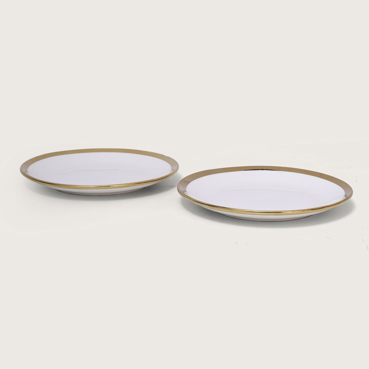 White Plate with Gold Rim Set of 2 - Small