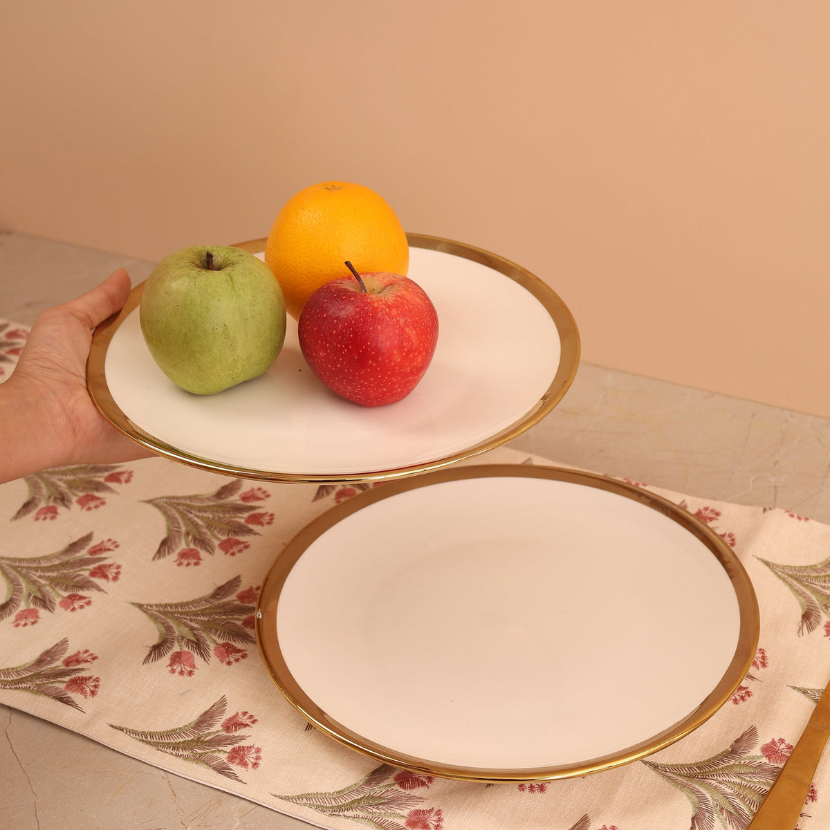 White Plate with Gold Rim Set of 2 - Small