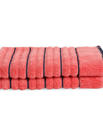 HOME 360 High Loft Ribbed 100% Cotton Hand Towels 40X60 CM | Set of 2 | Texture High Absorbency | Dries Quicker | Perfect for everyday use