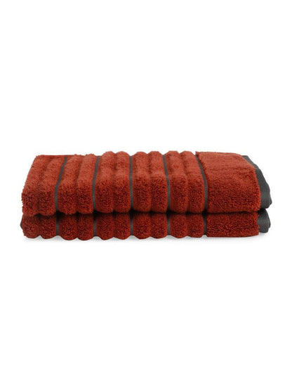 HOME 360 High Loft Ribbed 100% Cotton Hand Towels 40X60 CM | Set of 2 | Texture High Absorbency | Dries Quicker | Perfect for everyday use
