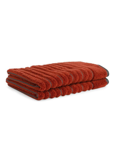 HOME 360 High Loft Ribbed 100% Cotton Hand Towels 40X60 CM | Set of 2 | Texture High Absorbency | Dries Quicker | Perfect for everyday use