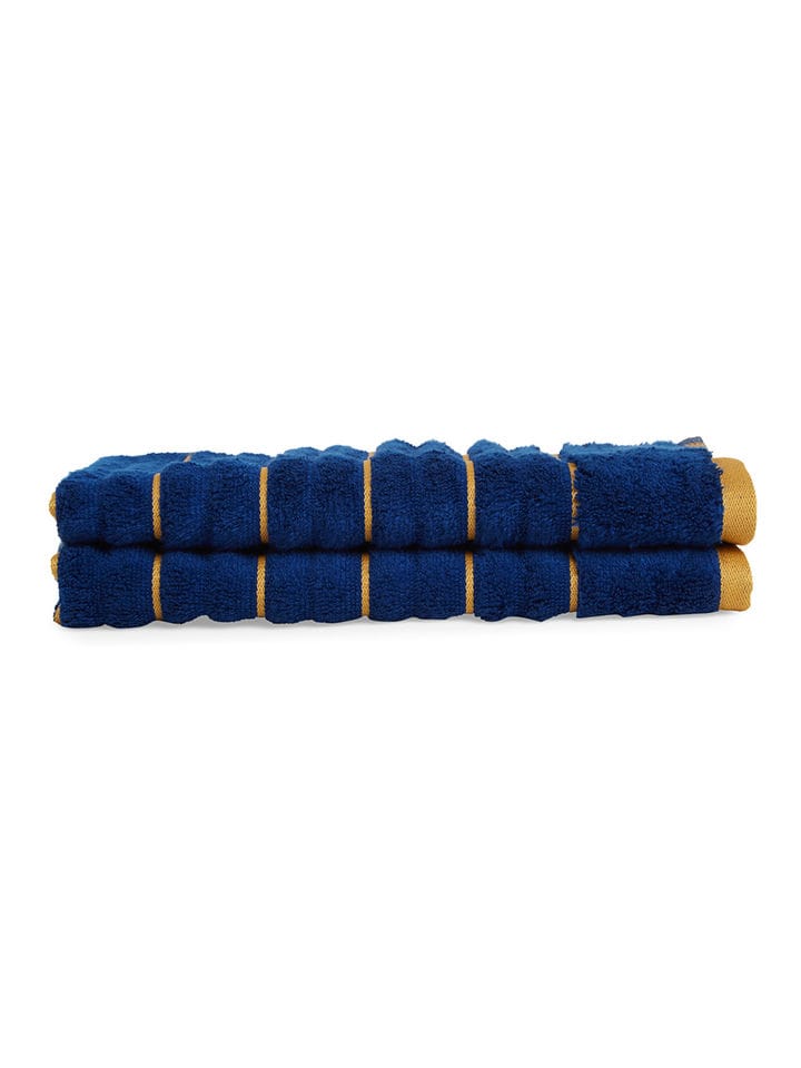 HOME 360 High Loft Ribbed 100% Cotton Hand Towels 40X60 CM | Set of 2 | Texture High Absorbency | Dries Quicker | Perfect for everyday use