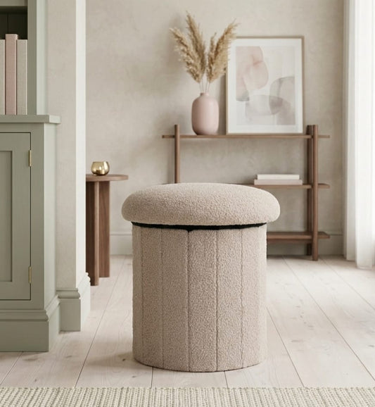 Mushroom Shaped Pouffe with Storage - Beige
